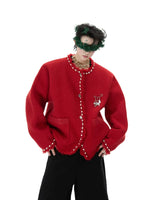 Pearl-Embellished Knitted Cardigan 1