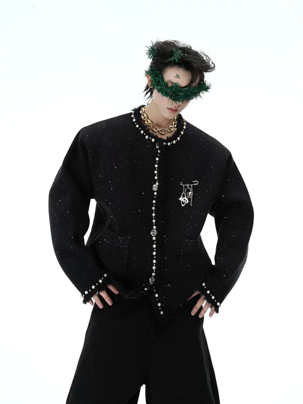 Pearl-Embellished Knitted Cardigan 2