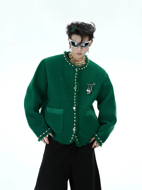 Pearl-Embellished Knitted Cardigan 3