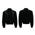 6105264802660,6105264802661,6105264802662,6105264802663, Pearl-Embellished Plush High-Neck Zip Cardigan