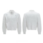6110625643415,6110625643416,6110625643417,6110625643418, Pearl-Embellished Plush High-Neck Zip Cardigan