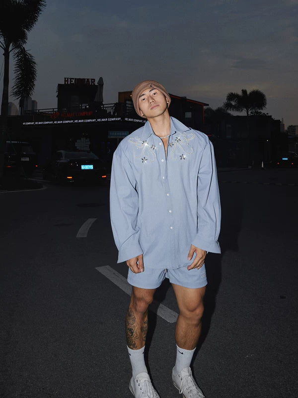 Pearl Embellished Shirt and Shorts Set 1