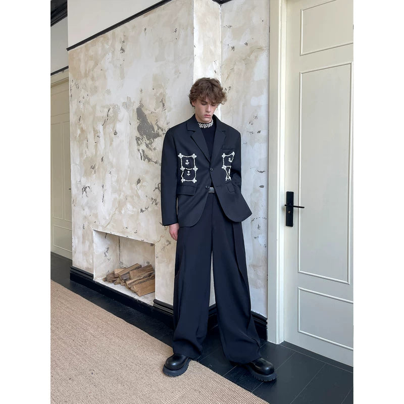 Pearl-Embellished Tailored Suit Jacket 4