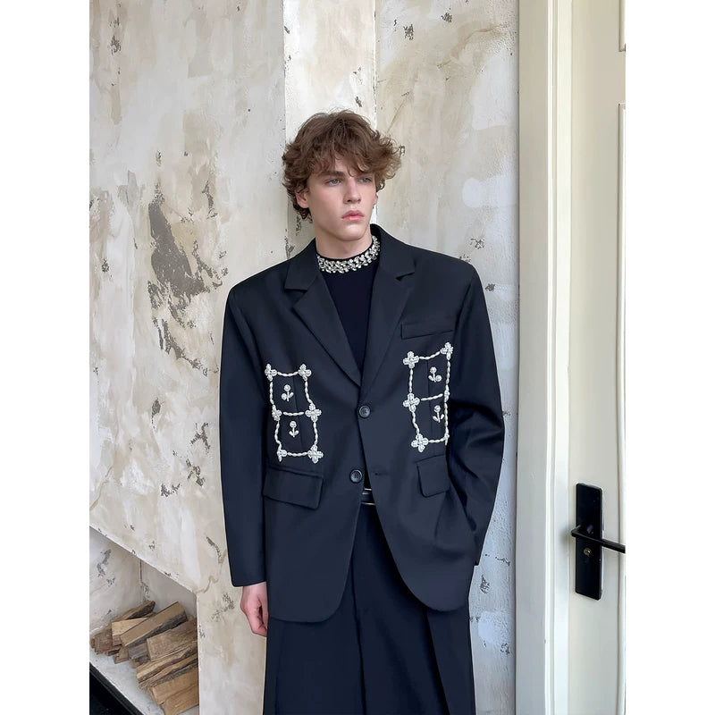 Pearl-Embellished Tailored Suit Jacket 5
