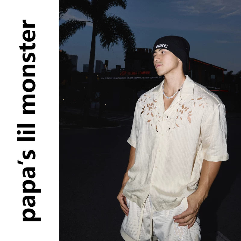 6078245657546,6078245657547,6078245657548, Petal Hollow-Out Short-Sleeve Resort Shirt