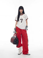 Pinstripe Jersey Style Number Graphic T-Shirt 2