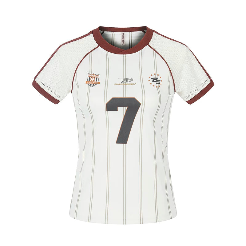 6048959177588,6048959177589,6048959177590, Pinstripe Jersey Style Number Graphic T-Shirt