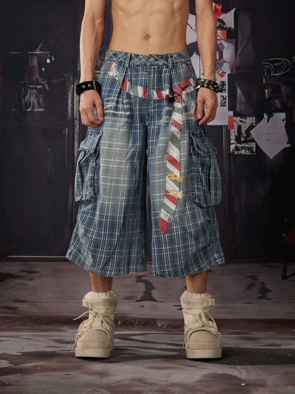 Plaid Distressed Capri Pants 1