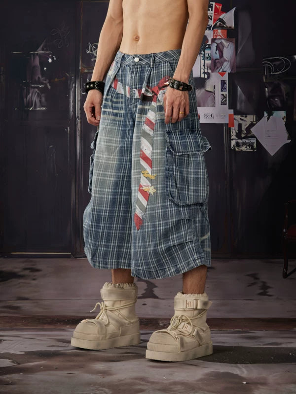 Plaid Distressed Capri Pants 2