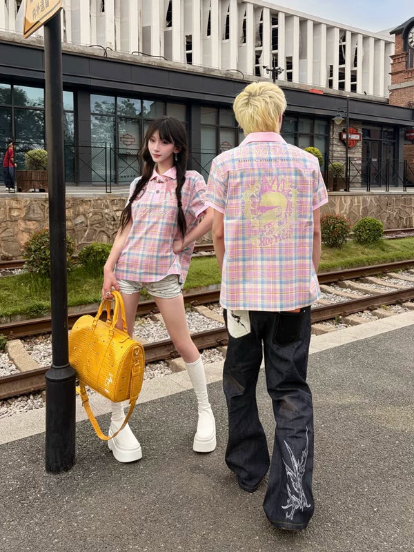 Plaid Embroidered Short-Sleeve Polo Shirt 2