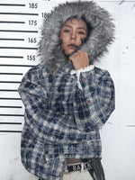 Plaid Fleece Hooded Jacket with Fur Trim 4
