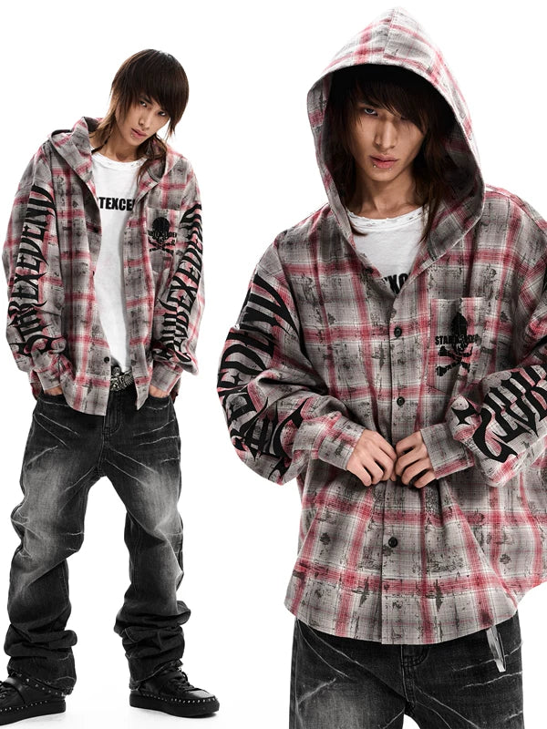 Plaid Hooded Shirt Jacket 1