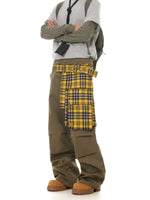 Plaid Patchwork Cargo Pants with Detachable Skirt 3