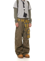 Plaid Patchwork Cargo Pants with Detachable Skirt 4