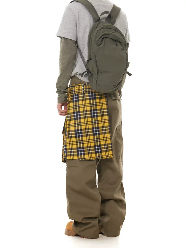 Plaid Patchwork Cargo Pants with Detachable Skirt 5
