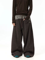 Plaid Patchwork Double Waistband Wide-Leg Pants 1