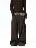 Plaid Patchwork Double Waistband Wide-Leg Pants 4