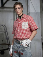 Plaid Patchwork Short-Sleeve Shirt 1