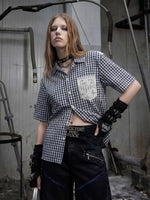 Plaid Patchwork Short-Sleeve Shirt 3