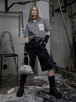 Plaid Patchwork Short-Sleeve Shirt 4
