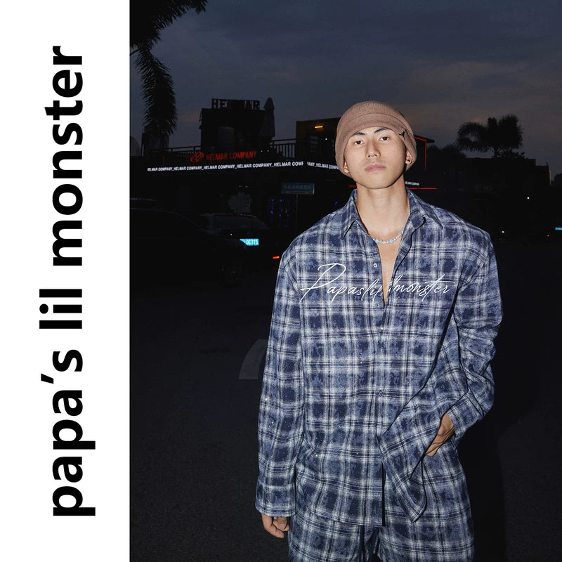 6261547055995,6064449651823,6064449651825,6064449651827, Plaid Rhinestone Long-Sleeve Shirt and Shorts