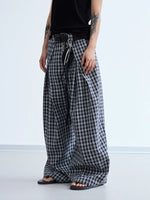 Pleated 3D Plaid Wide-Leg Casual Pants 2