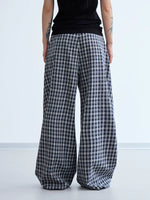 Pleated 3D Plaid Wide-Leg Casual Pants 3