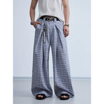 5809315080397,5809315080398,5809315080399,5809315080400,5809315080401, Pleated 3D Plaid Wide-Leg Casual Pants
