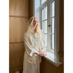 Pleated Beaded Satin Long-Sleeve Shirt 2