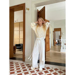 Pleated Beaded Satin Long-Sleeve Shirt 4