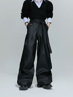 Pleated Belted Wide-Leg Pants 1