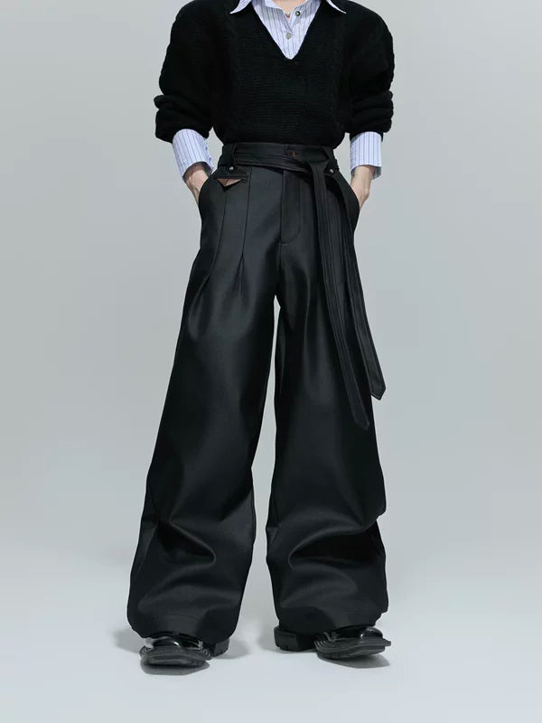 Pleated Belted Wide-Leg Pants 1