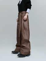 Pleated Belted Wide-Leg Pants 2