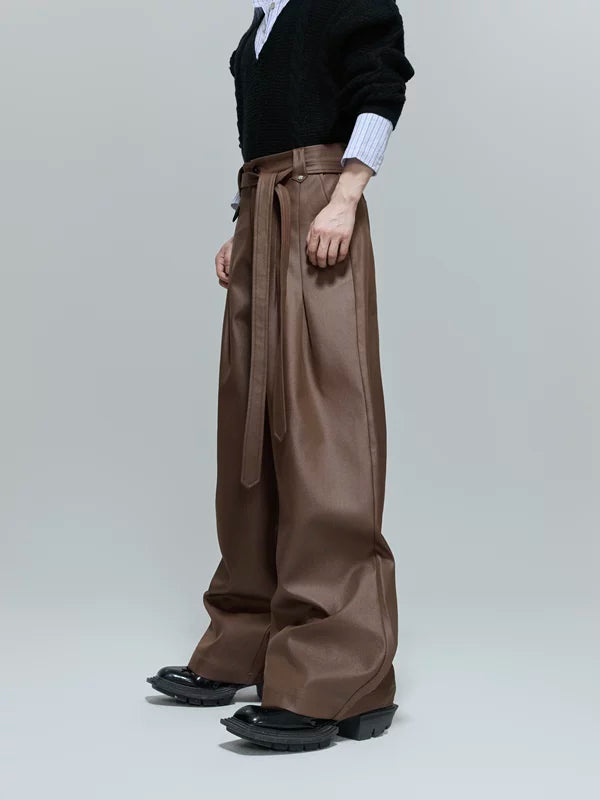 Pleated Belted Wide-Leg Pants 2