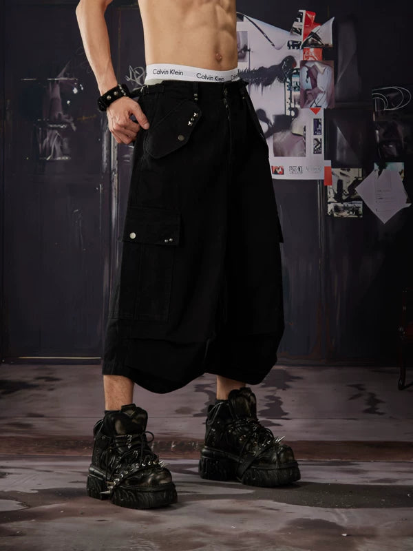 Pleated Cargo Capri Pants 4