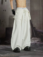 Pleated Cotton Wide-Leg Pants with Waist Bag 2