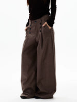 Pleated Double-Breasted Striped Wide-Leg Pants 2