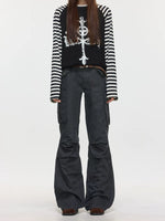 Pleated Flared Multi-Pocket Cargo Pants 2