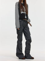 Pleated Flared Multi-Pocket Cargo Pants 4