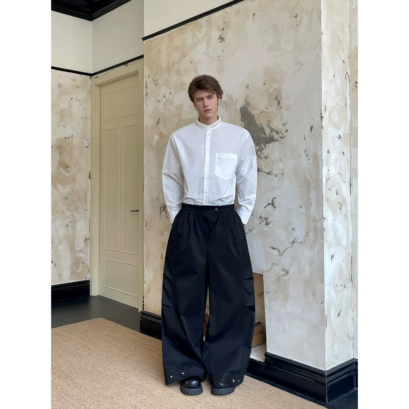 Pleated Heavyweight Wide-Leg Casual Pants 4