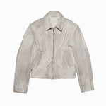 Pleated Lambskin Short Zip Jacket 1