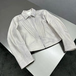 Pleated Lambskin Short Zip Jacket 2
