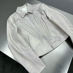 Pleated Lambskin Short Zip Jacket 3