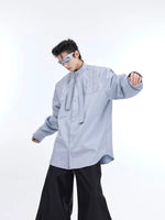 Pleated Long-Sleeve Shirt with Ribbon Detail 5