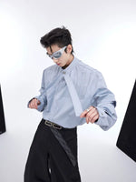 5279607637219,5279607637220,5279607637221, Pleated Long-Sleeve Shirt with Ribbon Detail