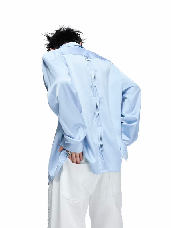 Pleated Satin Long-Sleeve Shirt 3