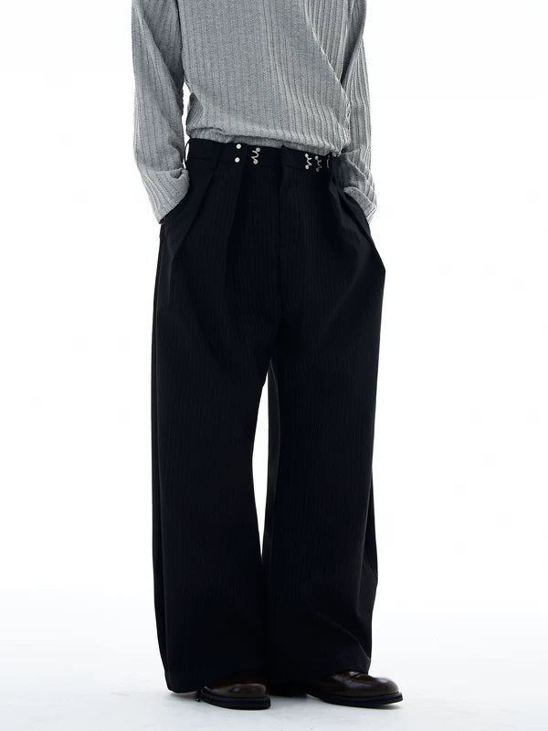 Pleated Striped Wide Leg Pants 4