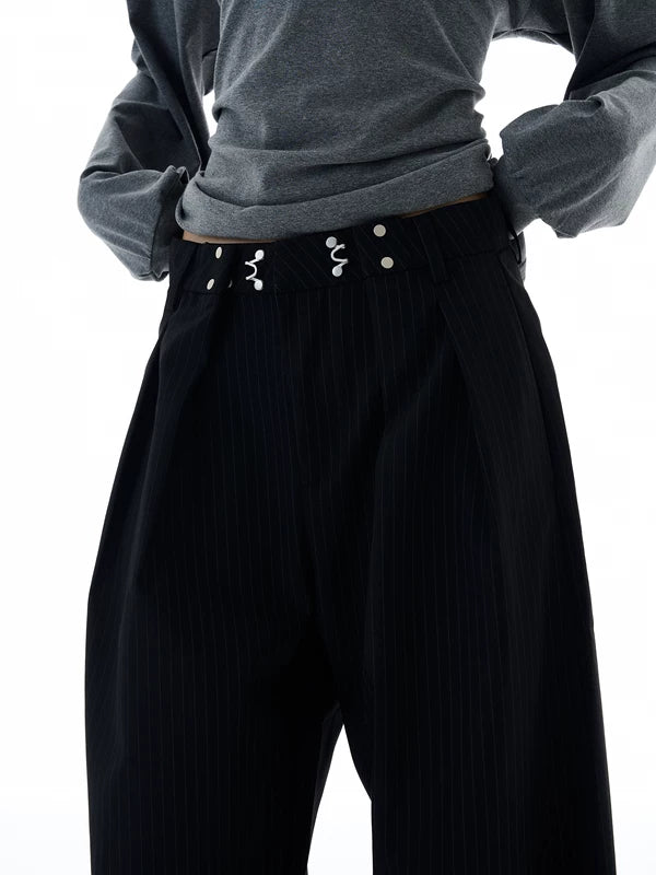 Pleated Striped Wide Leg Pants 5