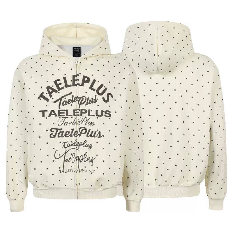 6031214740623,6031214740624,6031214740625, Polka Dot Graphic Zip-Up Hoodie