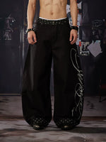 Polka Dot Patchwork Wide-Leg Pants 1